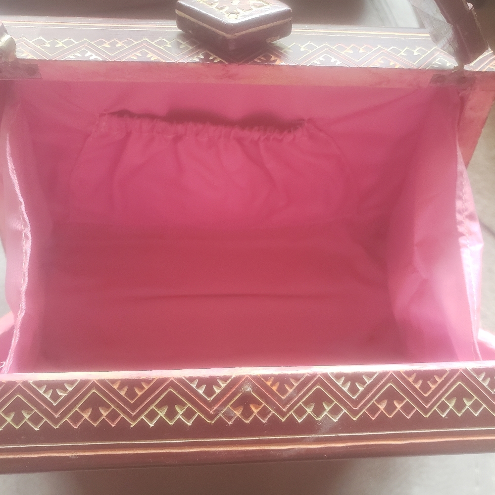 Artisan Geometric Patterned Brown Handbag - image 2